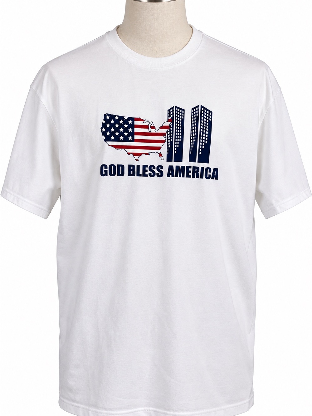 NWOT VTG Alstyle God Bless America 9/11 Twin Towers Graphic Tee White XL